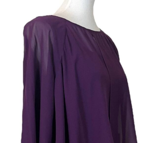 Adrianna Papell NEW Poncho Banded Dress Cocktail Tiered Chiffon Women’s Size 8 - Picture 9 of 14